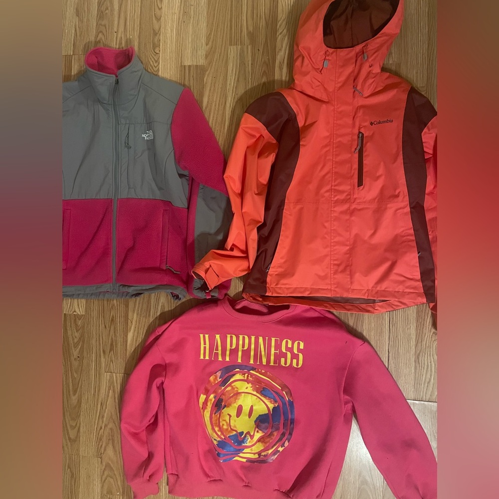 DEAL. The North Face pink Jacket and Columbia  brown jacket with pink sweater